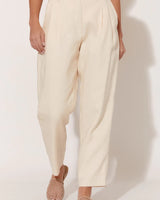 Adorne Lula Pleated Front Cream Linen Pants