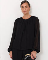 Adorne Candice Long Sleeve Top Black