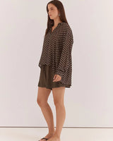 Sass Joy Shirt Polka Dot Brown