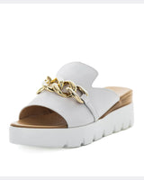 Just Bee Camara White Leather Chunky Slides
