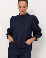 Adorne Olivia Lightweight Denim Top Dark Denim