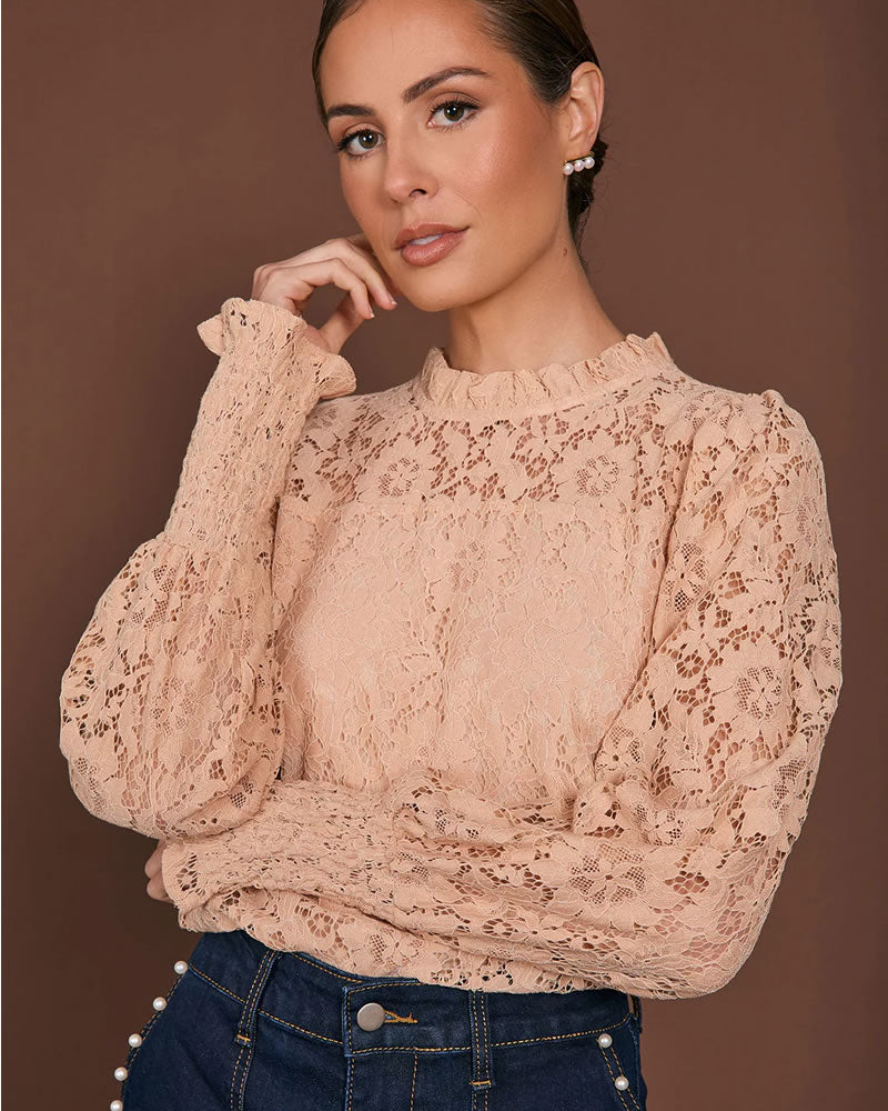 Adorne Olivia Long Sleeve Lace Top