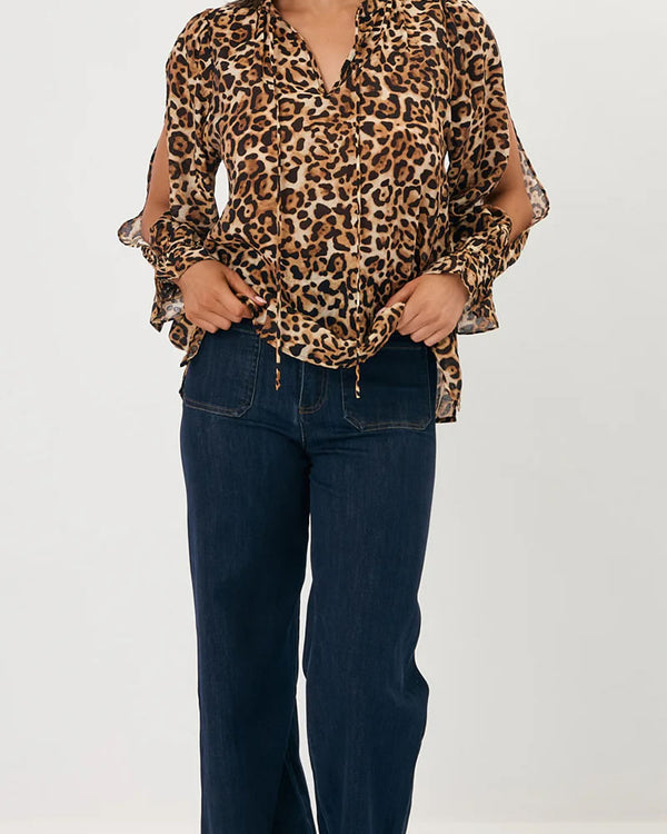  Adorne Sylvie Leopard Print Long Sleeve Top