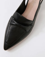 Top End Abbalie Black Leather Slingback Mid Heels
