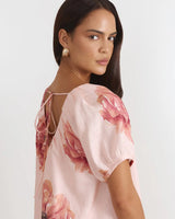 Adorne Rosemary V Neck Linen Dress Piccadilly Print