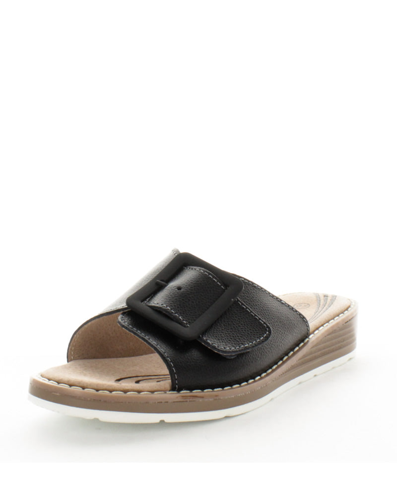 Just Bee Cettina Black Leather Mules
