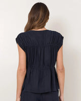 Adorne Amari Cupro Top Navy