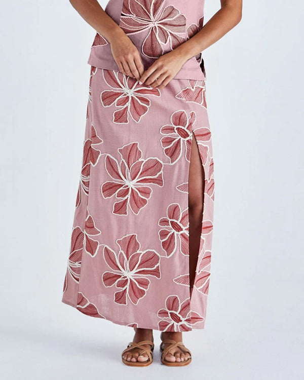  Sass Finley Midi Skirt Pink/Red