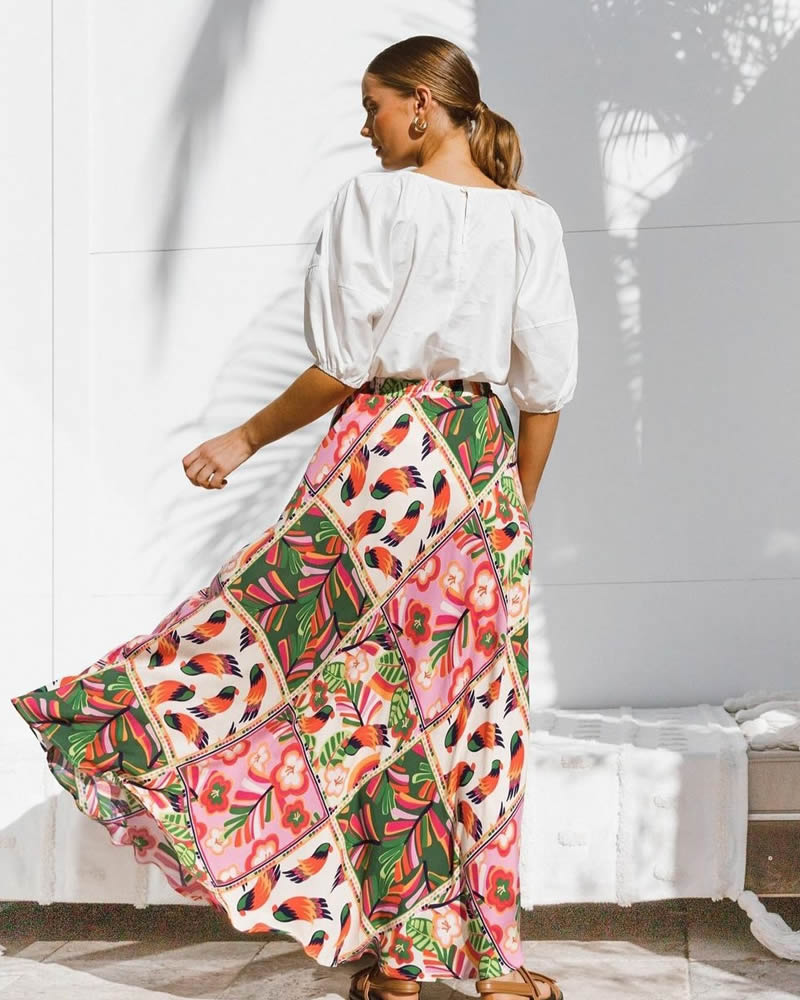 Label of Love Calista Multi Print  Maxi Skirt