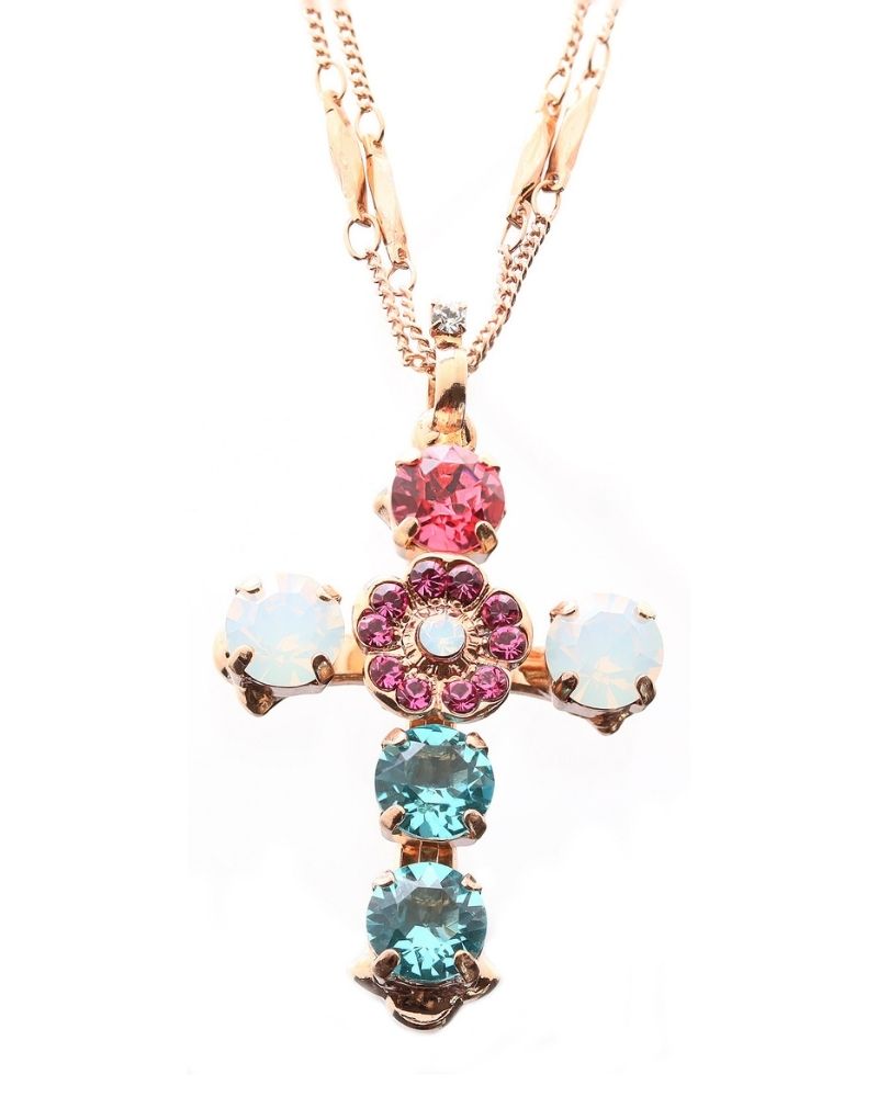 Mariana Jewellery Montmartre Multi Crystal Cross Necklace