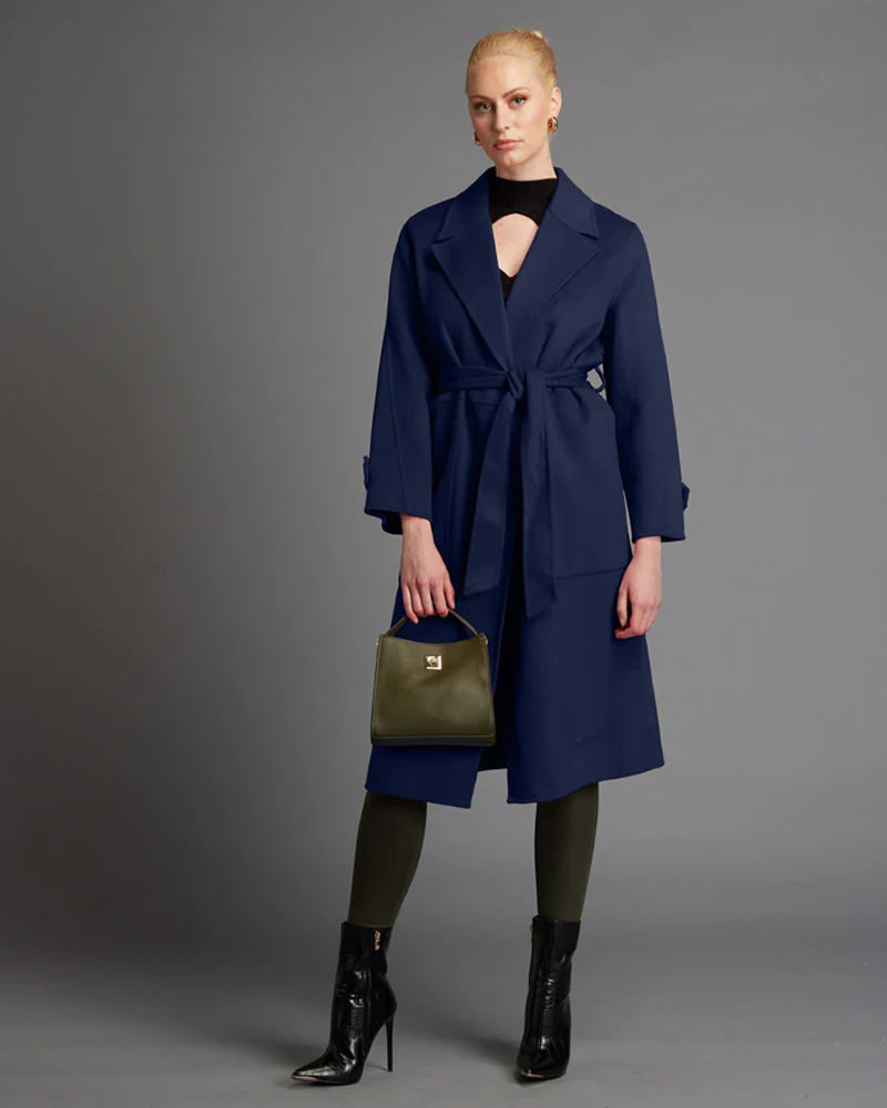 Fate + Becker Wuthering Navy  Belted Wrap Trench Coat