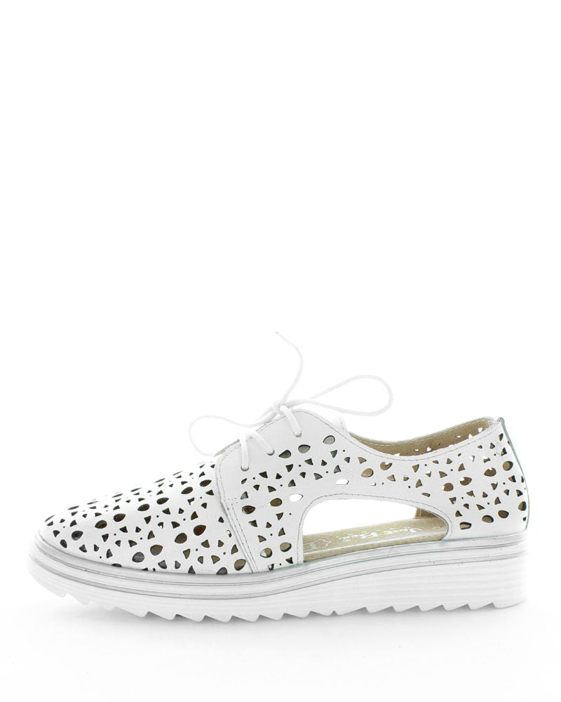 Just Bee Carena White Laceup Sneakers