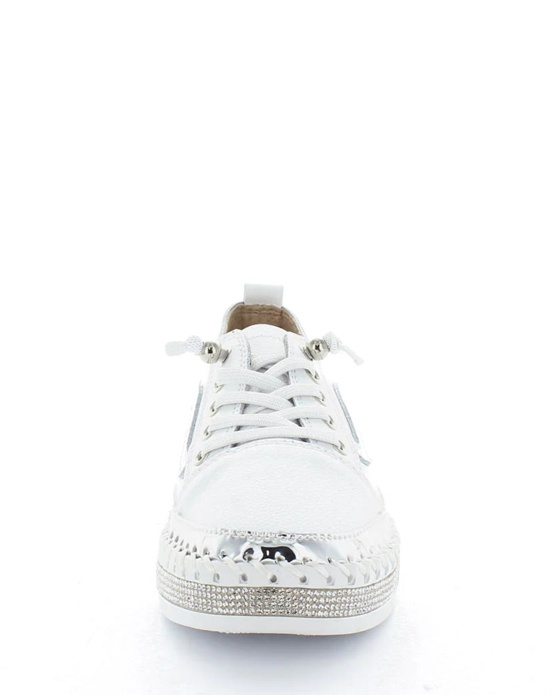 Just Bee Cheery Silver Leather Sneakers