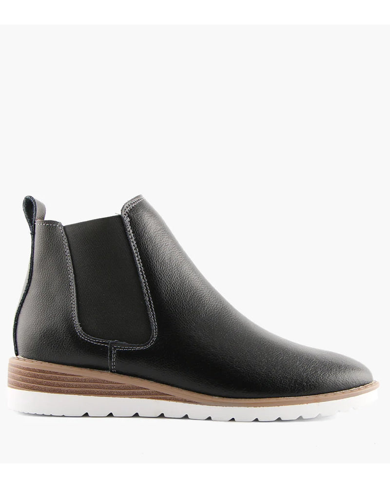 Just Bee Coach Leather Wedge Ankle Boots