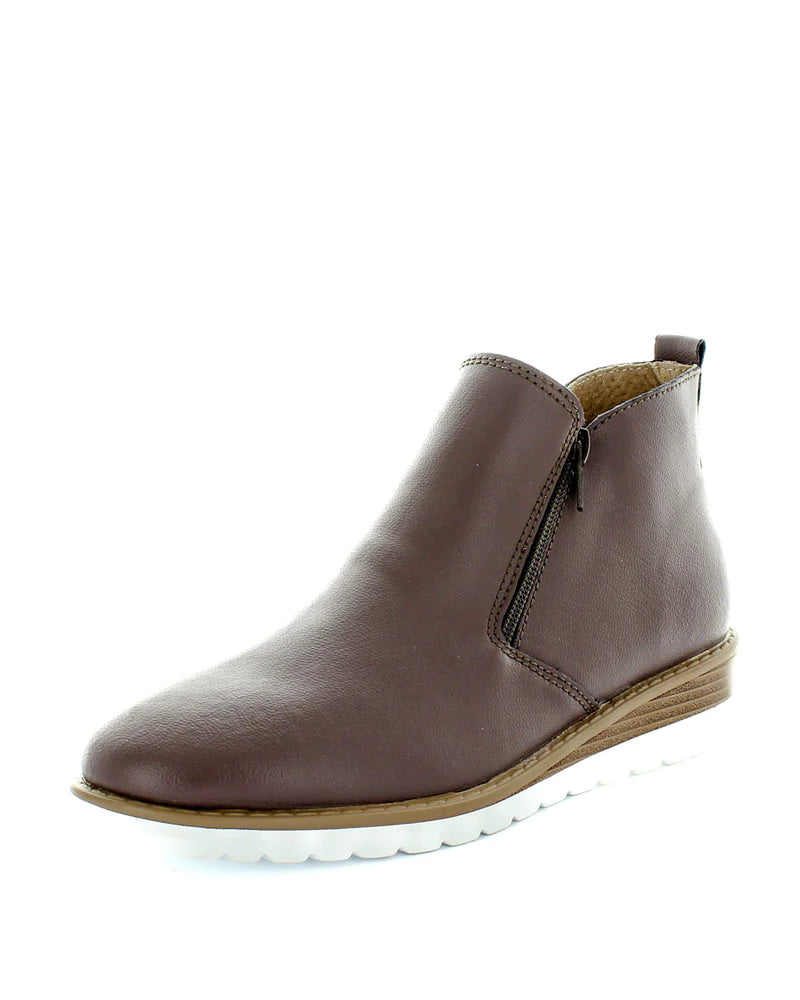 Just Bee Cayla Mushroom Leather Ankle Boots