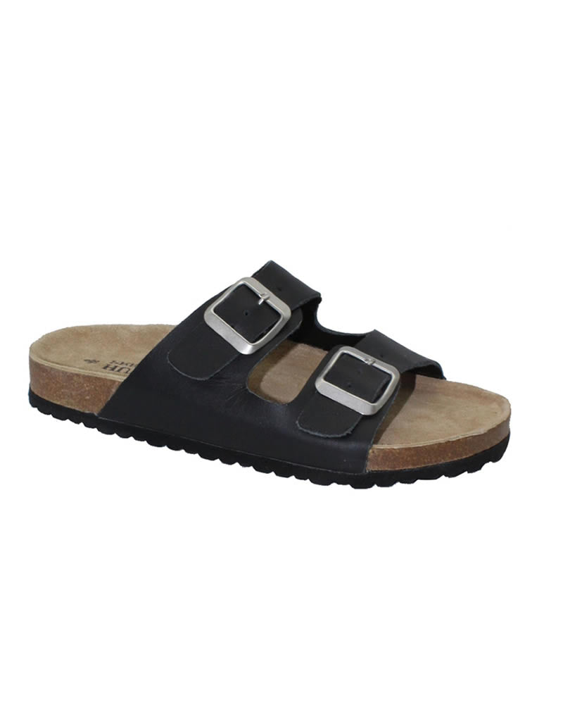 Human Shoes Lynx Leather Double Strap Slides